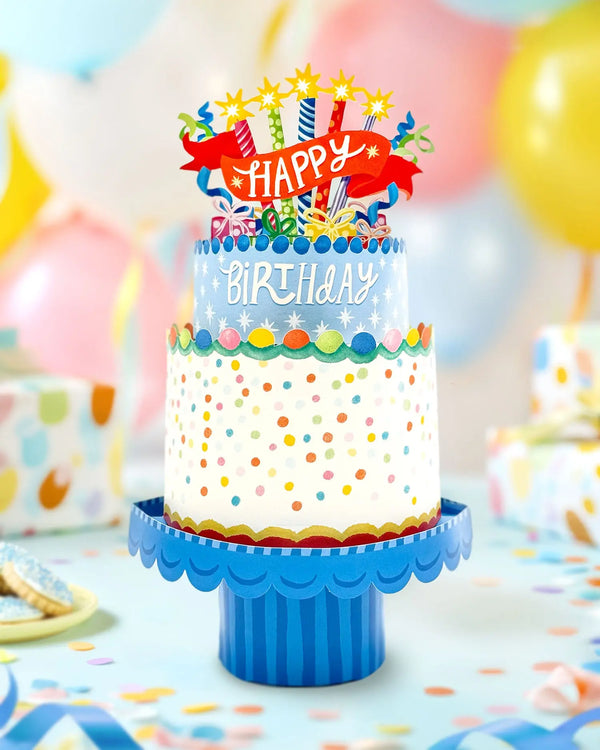 FreshCut Paper Pop-Up Life Sized Greeting Card Confetti Birthday Cake