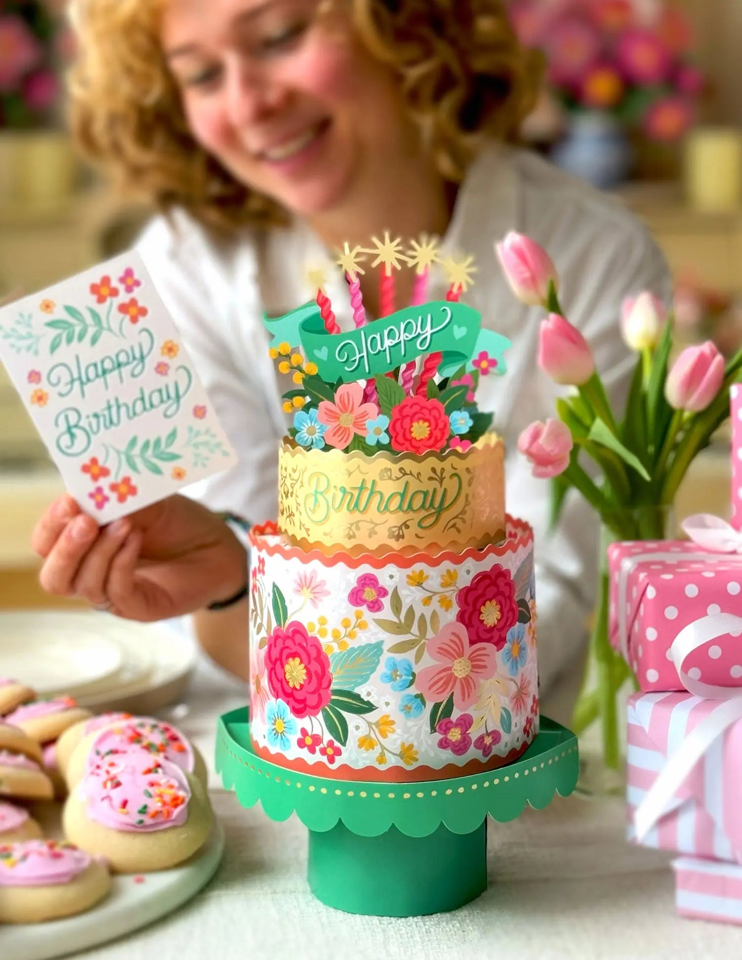 FreshCut Paper Pop-Up Life Sized Greeting Card Blooming Birthday Cake (Copy)