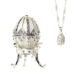 Peaceful Silver Egg Pill Box with Necklace