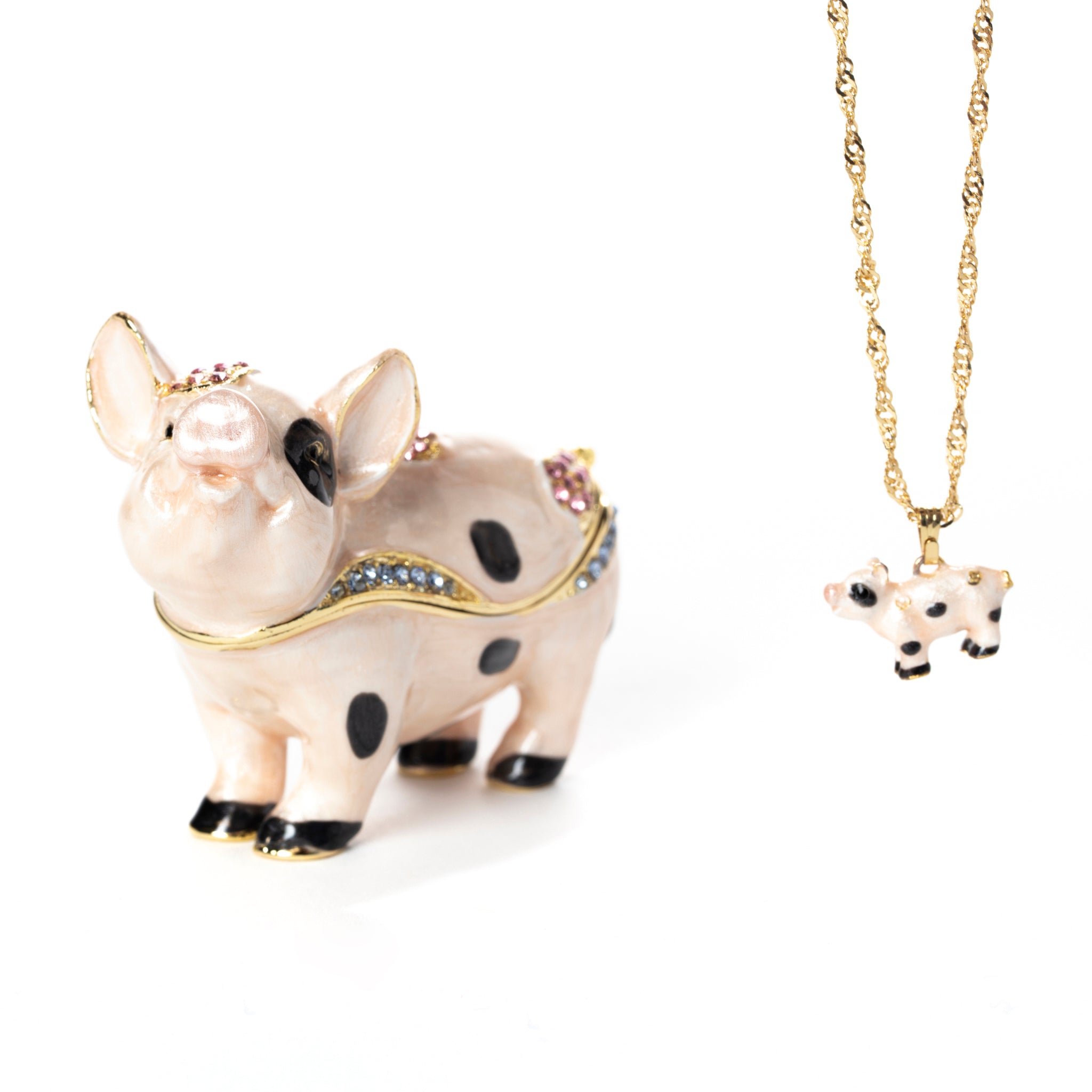 Porky Pig Pill Box with Necklace