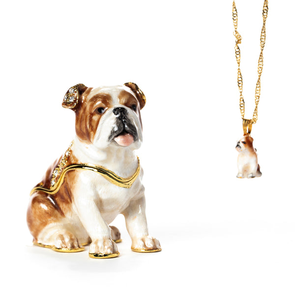 Blissful Bulldog Pill Box with Necklace